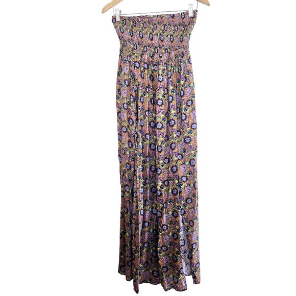 ANTHROPOLOGIE DRAMA MAXI DRESS STRAPLESS FULL SLIT SUMMER BOHO - Picture 4 of 7